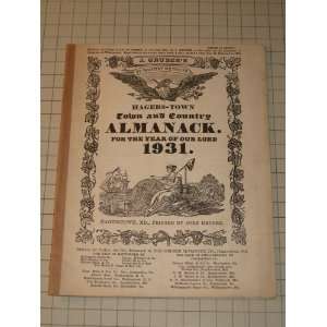  1931 Hagerstown, Md. Town and Country Almanac Everything 