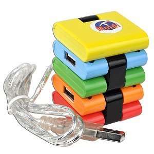  4 Port Multicolored Collapsible USB Hub (Red, Orange 
