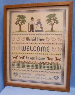 VINTAGE CRAFT NEEDLE POINT WELCOME PICTURE WALL HANGING  