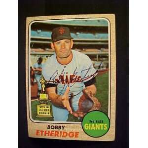 Bobby Etheridge San Francisco Giants #126 1968 Topps Autographed 