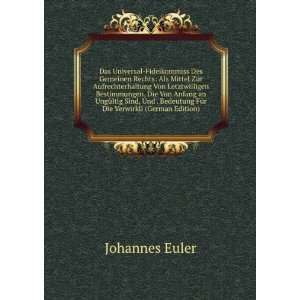   Die Verwirkli (German Edition) (9785874187491) Johannes Euler Books