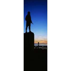 Captain Cook Monument Silhouetted by Sunset, Anchorage, Alaska, USA 