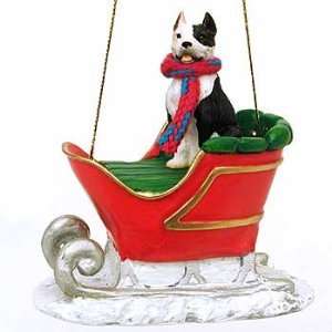  Brindle Pit Bull in a Sleigh Christmas Ornament