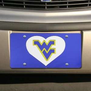  West Virginia Mountaineers Navy Blue Mirrored Heart License 