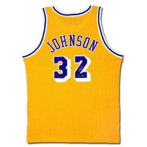  Magic Johnson Autographed Los Angeles Lakers Mitchell 