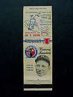 1959 First Federal Senators Matchbook Buddy Lewis  