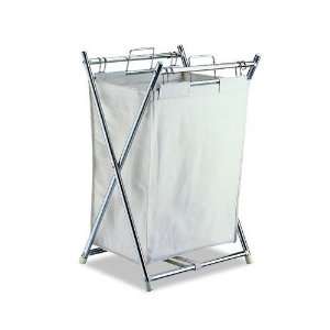   Home Folding Hamper with Canvas Pull out Bag in Chrome