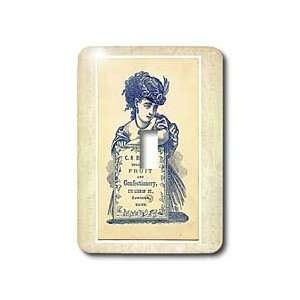 Florene Vintage   Ad With Lady n Sign In Blue   Light Switch Covers 