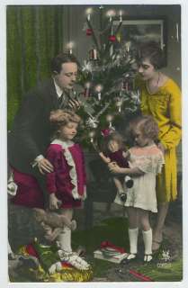 Christmas Tree Teddy Bear & Doll 1910s Photo postcard  