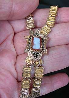 VICTORIAN 10K g.f. BOOK CHAIN, CAMEO NECKLACE, lovely  