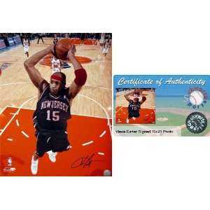  Vince Carter Signed Nets Action 16x20