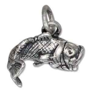  Sterling Silver Antiqued Large Mouth Bass Charm. Jewelry