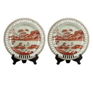  Landscape Decorated Round Display Plate (Pack 2)