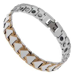  VIDAR Silver & Gold Tungsten Magnetic Mens Bracelet 