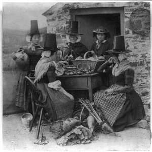  5 women in stovepipe hats,vegetables,Scotland,1860