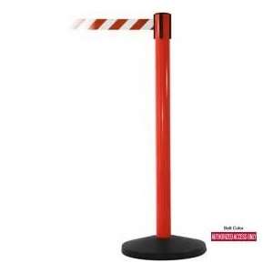  Red Post Safety Barrier, 10ft, Authorized Belt