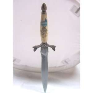  Anthropomorphic Tribal Wolf Figure Handled Fantasy Dagger 