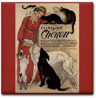Steinlen French Vintage Ad Cats & Dogs Ceramic Art Tile  