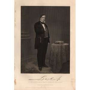  1862 Antique Engraving of Lewis Cass, 22nd Secretary by 