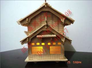 wooden dollhouse villa model wood house Japan light 8  