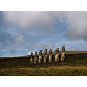 Stone Statues Called Moai Dot the Landscape of Easter Island Stretched 