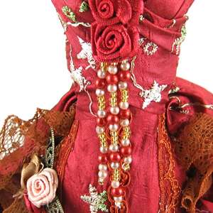 Victorian Bustle Train Dress Jewelry Stand Red 15H NEW  