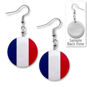  FRANCE World Flag Pair of 1 inch Dangle Earrings 