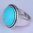   silver blue howlite turquoise Round bead chunky vintage ring sz 6