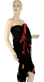 Black Gecko Batik Sarong Pareo Skirt Dress Shawl Wrap  