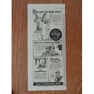 Kleenex Tissues, Vintage 40s print ad. black and white Illustration 