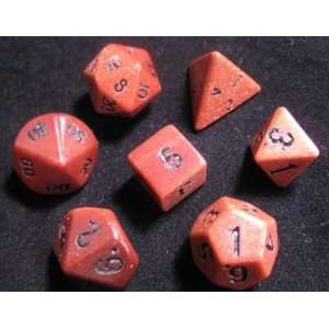  Dwarven Stone 14mm Dice Goldstone Red (7 Die Set) Toys & Games