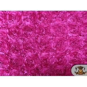  Rosette Satin HOT Pink Fabric By the Yard 
