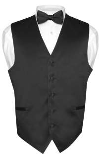 Mens Suit Tuxedo Dress Vest and Bow Tie Set BLACK NEW  
