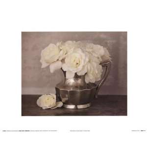  White Roses In Pewter Bowl I Finest LAMINATED Print Brian 