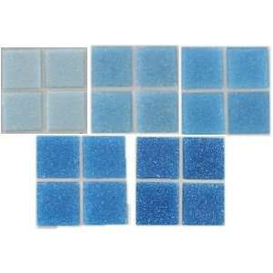   1305 Tiny 3/8 Mosaic Glass Tiles   Assorted Aquas
