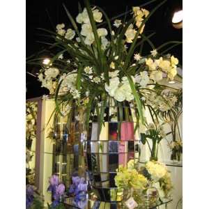  61Hx51Wx51L Vanda Orchid in Mirror Container Cream