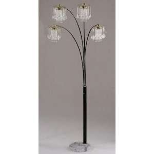  Arc Floor Lamp with Crystalline and Marble Base in Black 