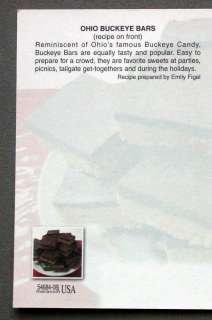 Ohio State OSU Chocolate Buckeye Bar Recipe Post Card  