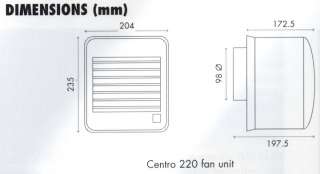 CENTRO 220HTS VENT AXIA AIRVENT CENTRIFUGAL KITCHEN FAN  
