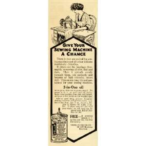  1918 Ad 3 in One Oil Sewing Machine Maintenance Handy Can 