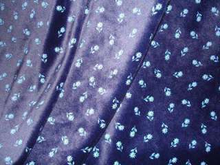 Navy Blue Floral Velour Fashion Fabric  1yard lots WOW  