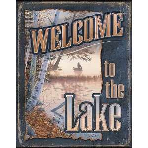  Welcome to the Lake Antiqued Tin Sign