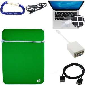 Green Laptop Carrying Case Reversible Sleeve, Keyboard Silicone Skin 