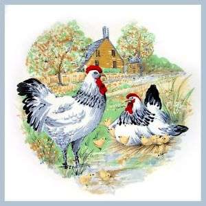Ceramic Decals ~ White Rooster, Chickens 3 sizes ~ KB14  