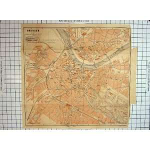  Antique Map Germany Street Plan Dresden Elbe River