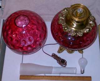 Cranberry Coin Dot Spot Fenton Electric GWTW Lamp Gone With The Wind 