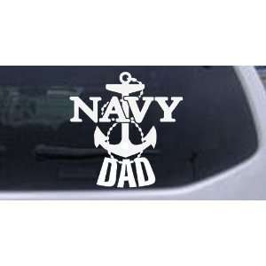 White 14in X 14.0in    Navy Dad Military Car Window Wall Laptop Decal 