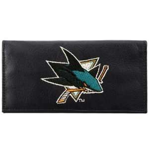  Sharks Black Leather Embroidered Checkbook Cover