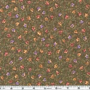  45 Wide Nancys Harvest Flannel Leaves Olive Fabric By 