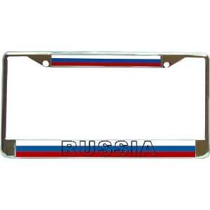 Russia Russian Flag Chrome License Plate Frame Holder 